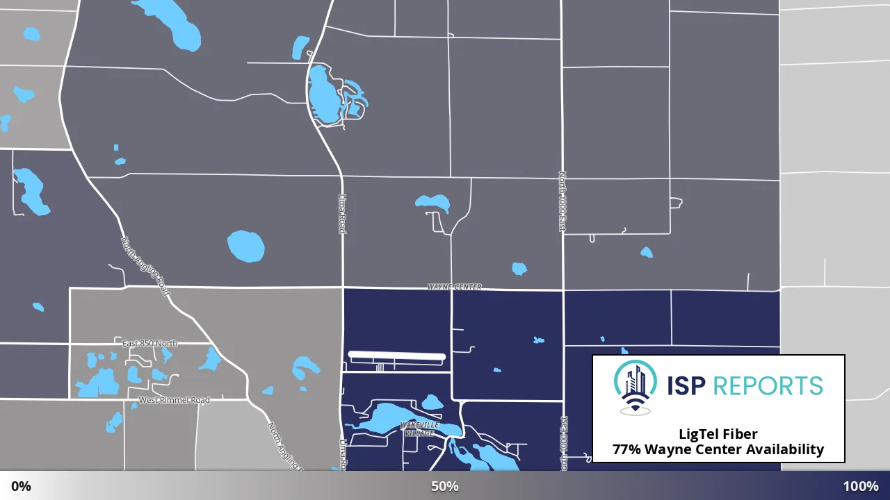 Wayne Center, IN map of internet availability