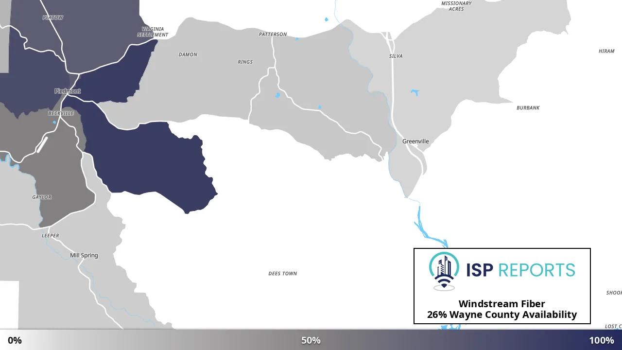 Wayne County, MO map of internet availability