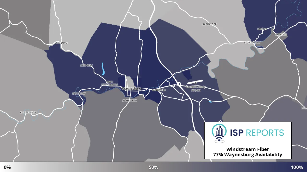 Waynesburg, PA map of internet availability