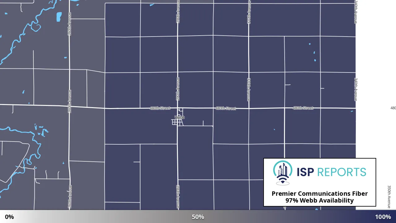 Webb, IA map of internet availability