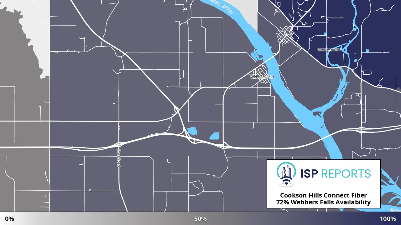Webbers Falls, OK map of internet availability