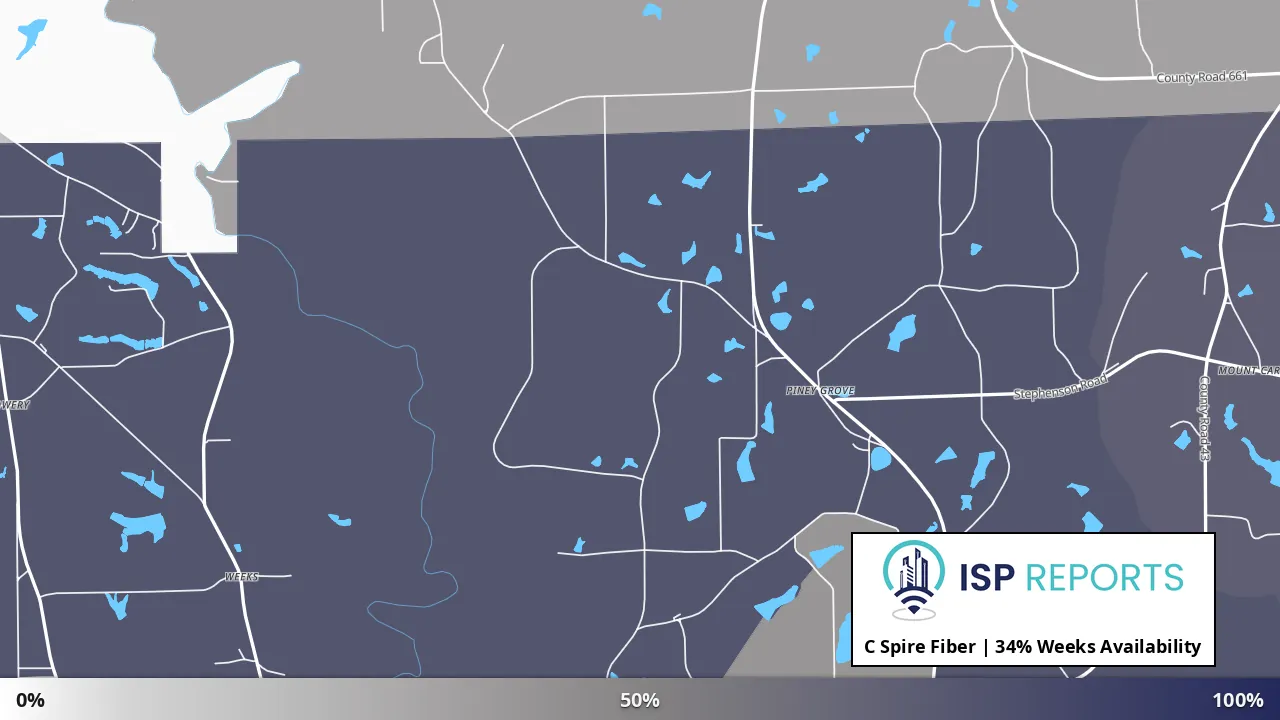 Weeks, AL map of internet availability