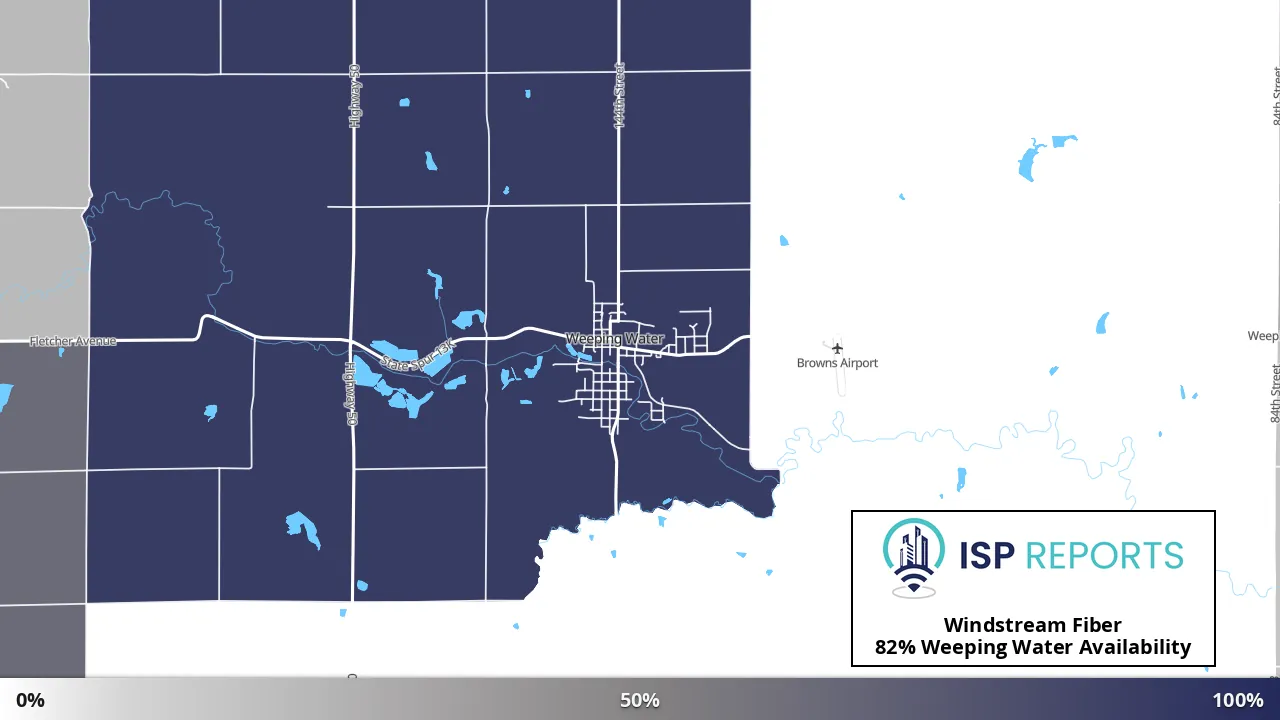 Weeping Water, NE map of internet availability