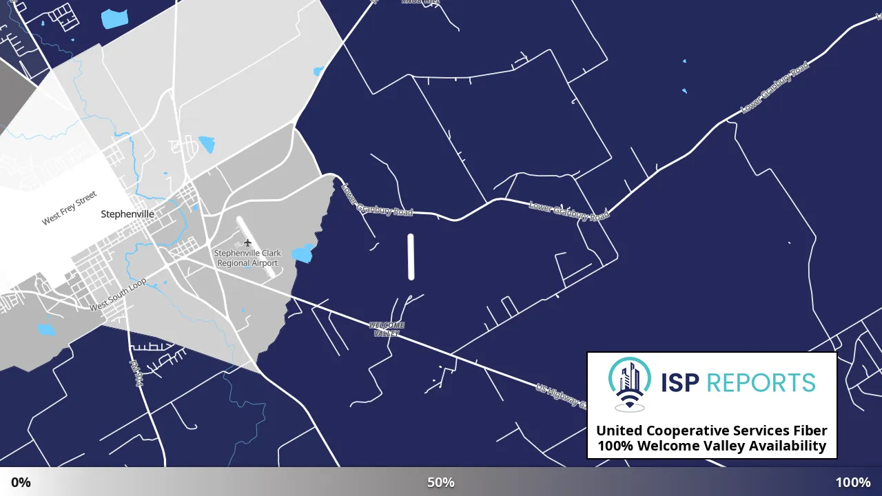 Welcome Valley, TX map of internet availability