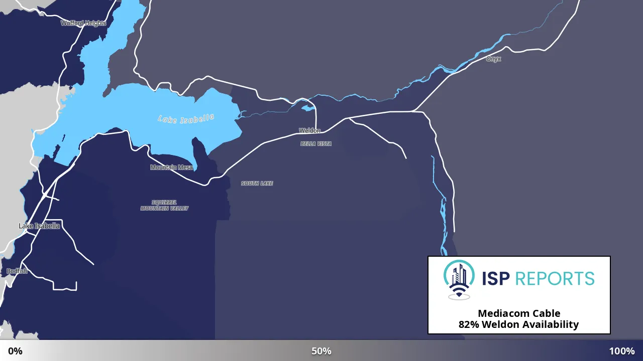 Weldon, CA map of internet availability