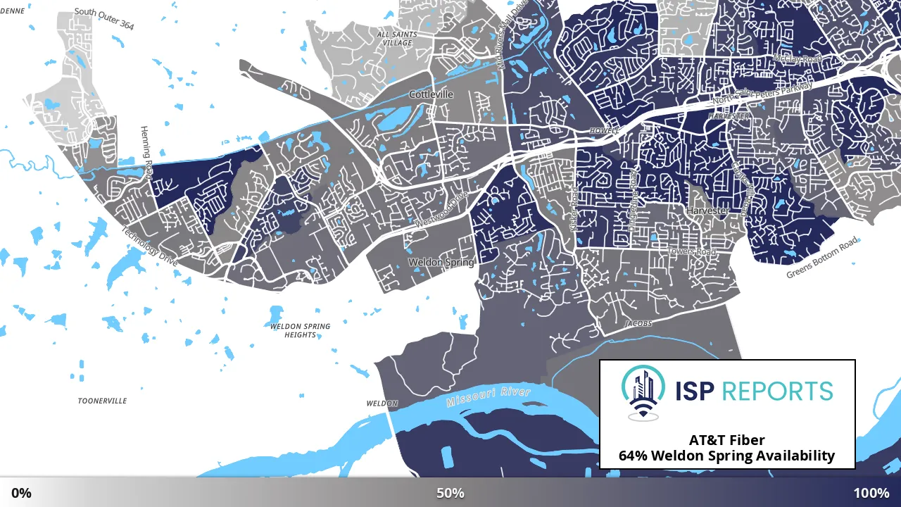 Weldon Spring, MO map of internet availability