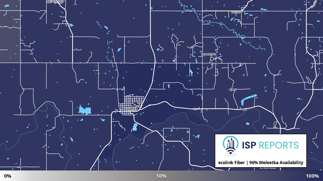 Weleetka, OK map of internet availability
