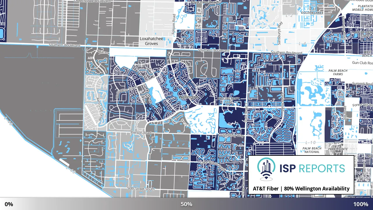 Wellington, FL map of internet availability