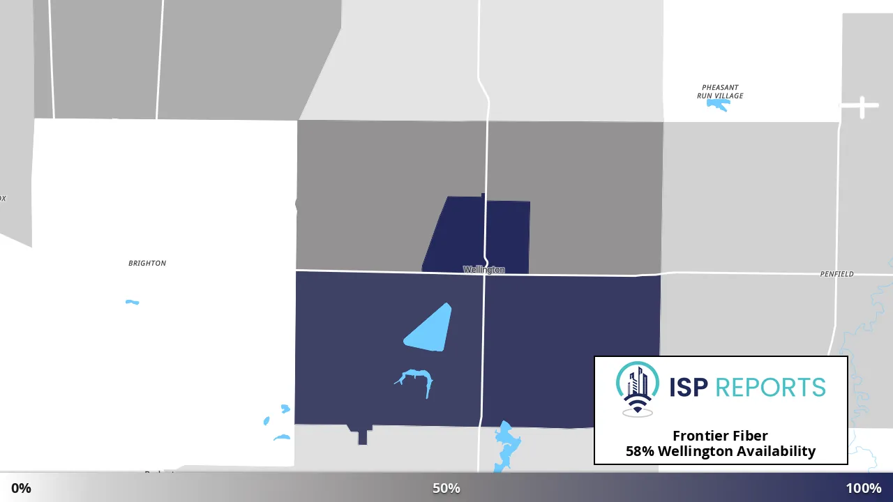 Wellington, OH map of internet availability