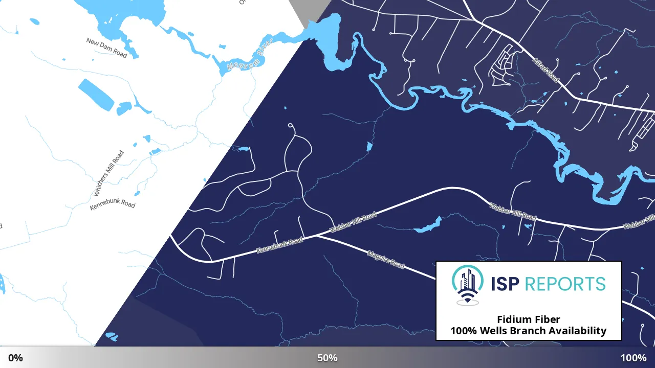 Wells Branch, ME map of internet availability