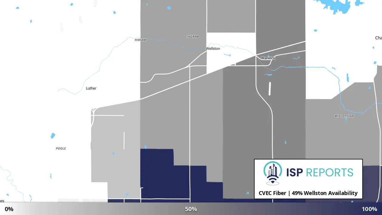 Wellston, OK map of internet availability