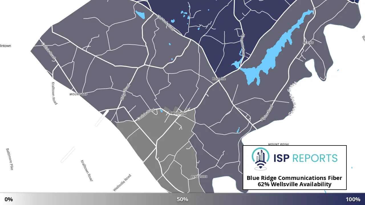 Wellsville, PA map of internet availability