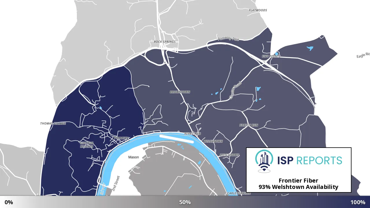 Welshtown, OH map of internet availability