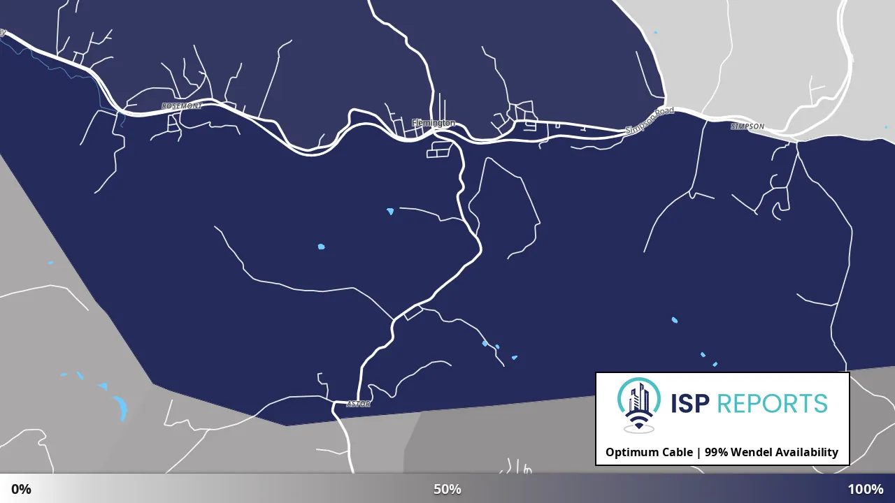 Wendel, WV map of internet availability