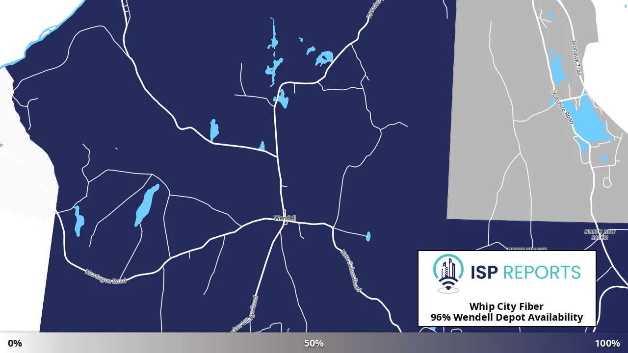 Wendell Depot, MA map of internet availability