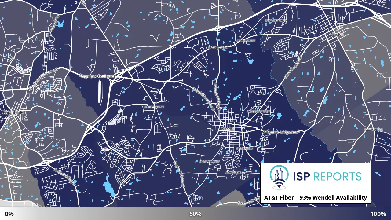 Wendell, NC map of internet availability