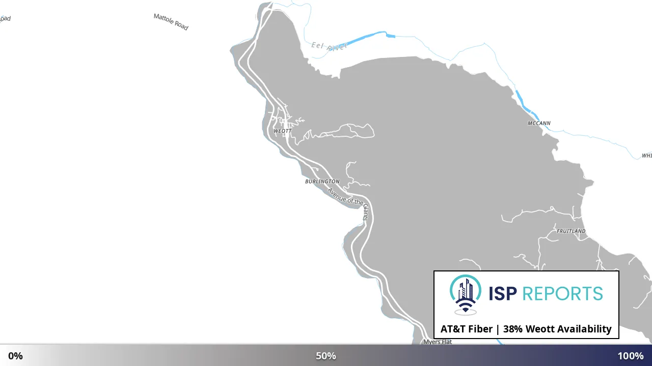 Weott, CA map of internet availability