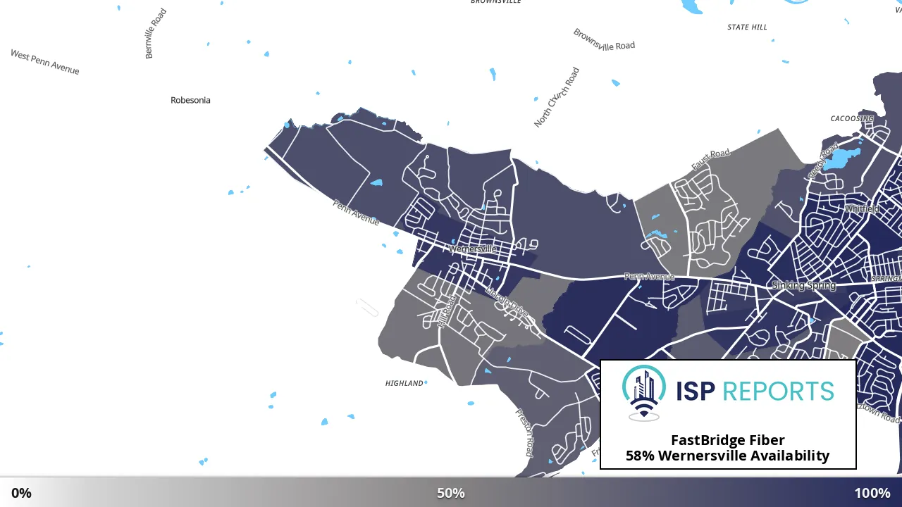 Wernersville, PA map of internet availability