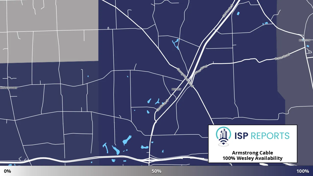 Wesley, PA map of internet availability