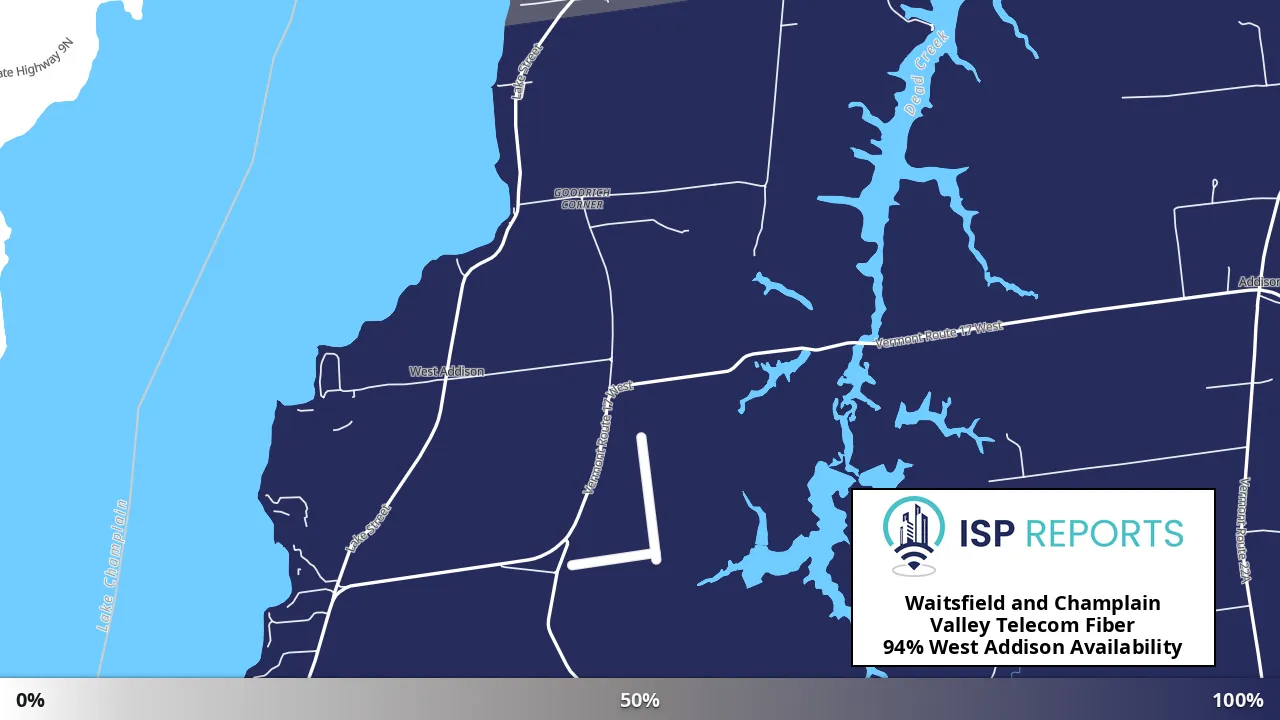 West Addison, VT map of internet availability