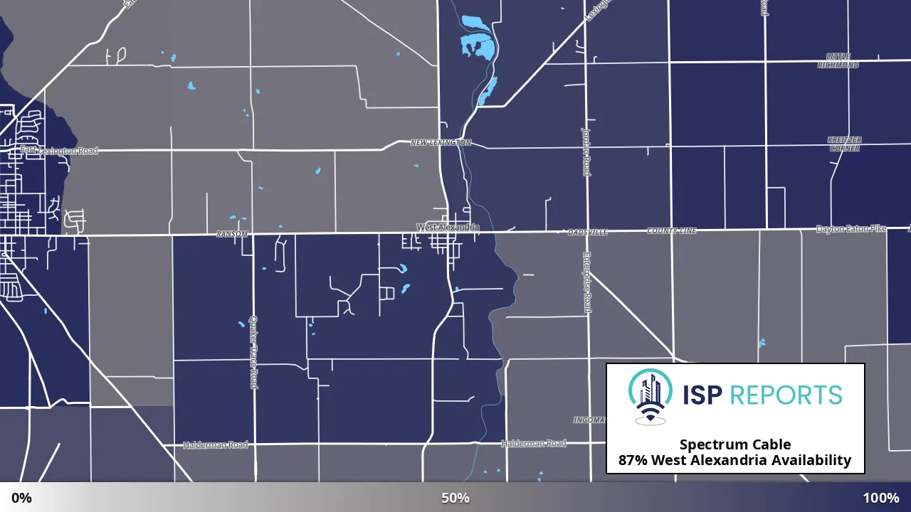 West Alexandria, OH map of internet availability