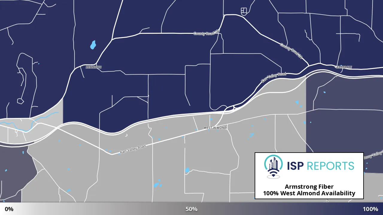 West Almond, NY map of internet availability