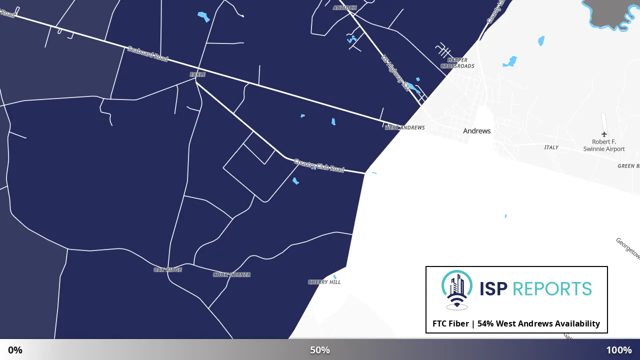 West Andrews, SC map of internet availability