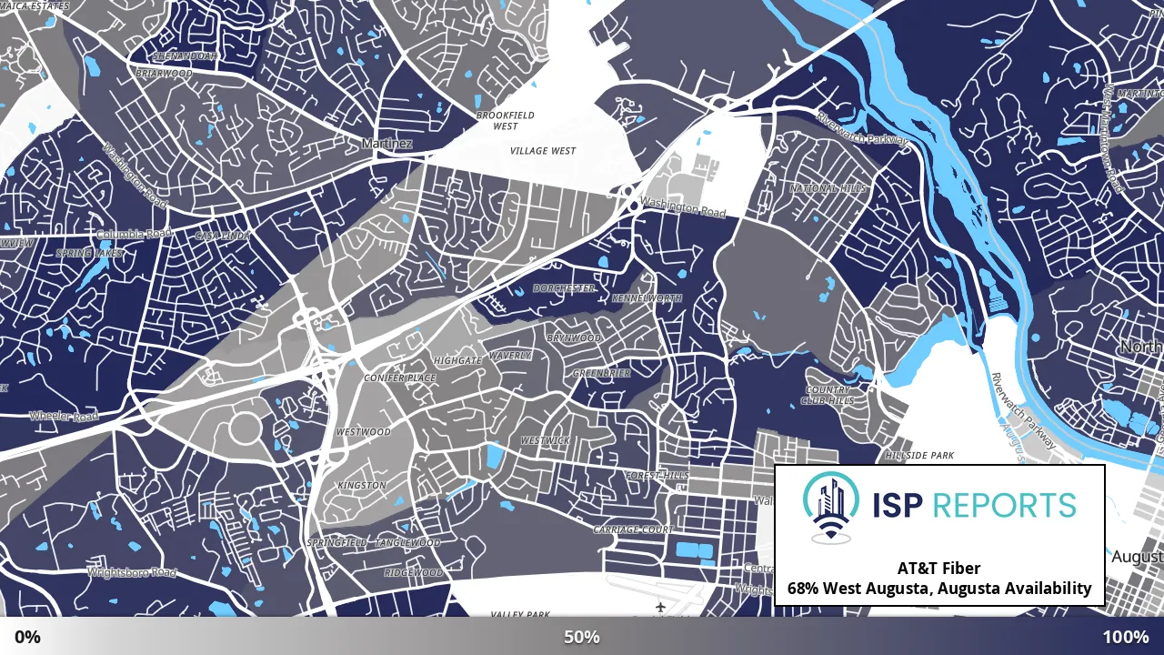 West Augusta, Augusta, GA map of internet availability
