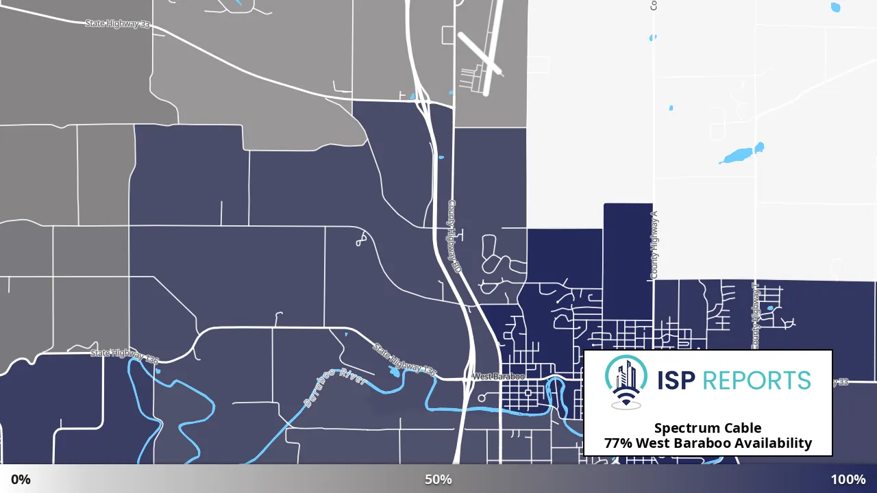 West Baraboo, WI map of internet availability
