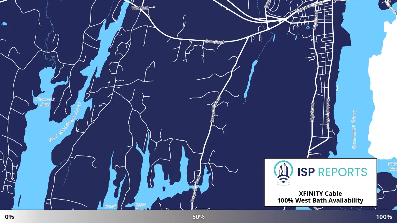 West Bath, ME map of internet availability