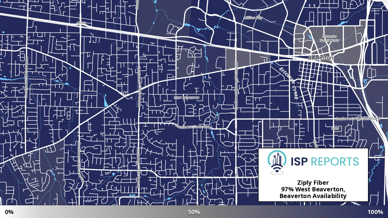 West Beaverton, Beaverton, OR map of internet availability