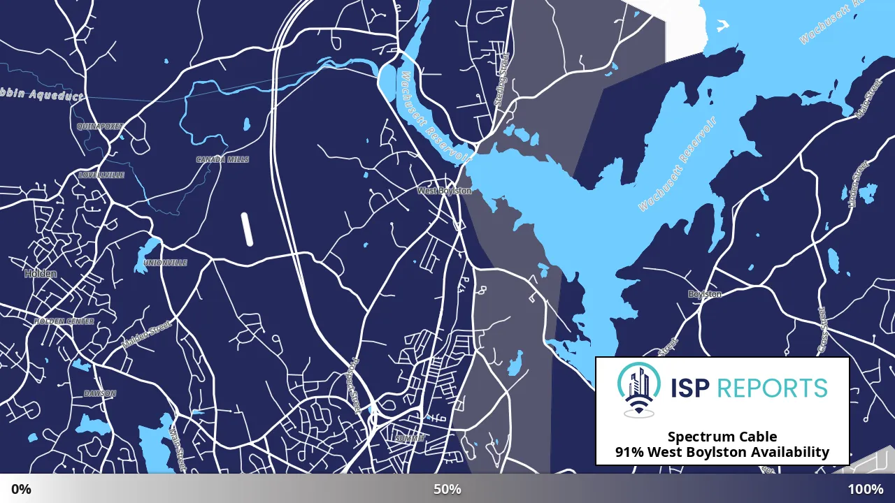 West Boylston, MA map of internet availability