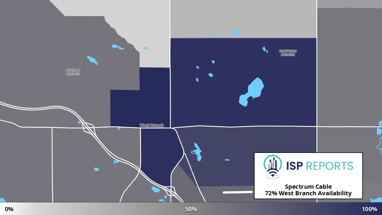 West Branch, MI map of internet availability