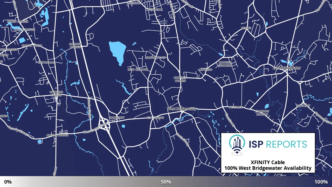 West Bridgewater, MA map of internet availability