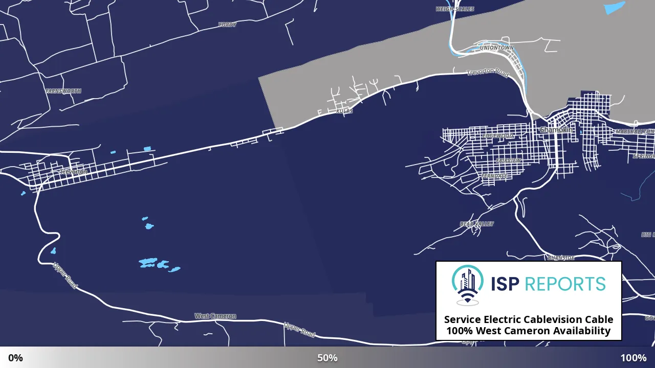 West Cameron, PA map of internet availability