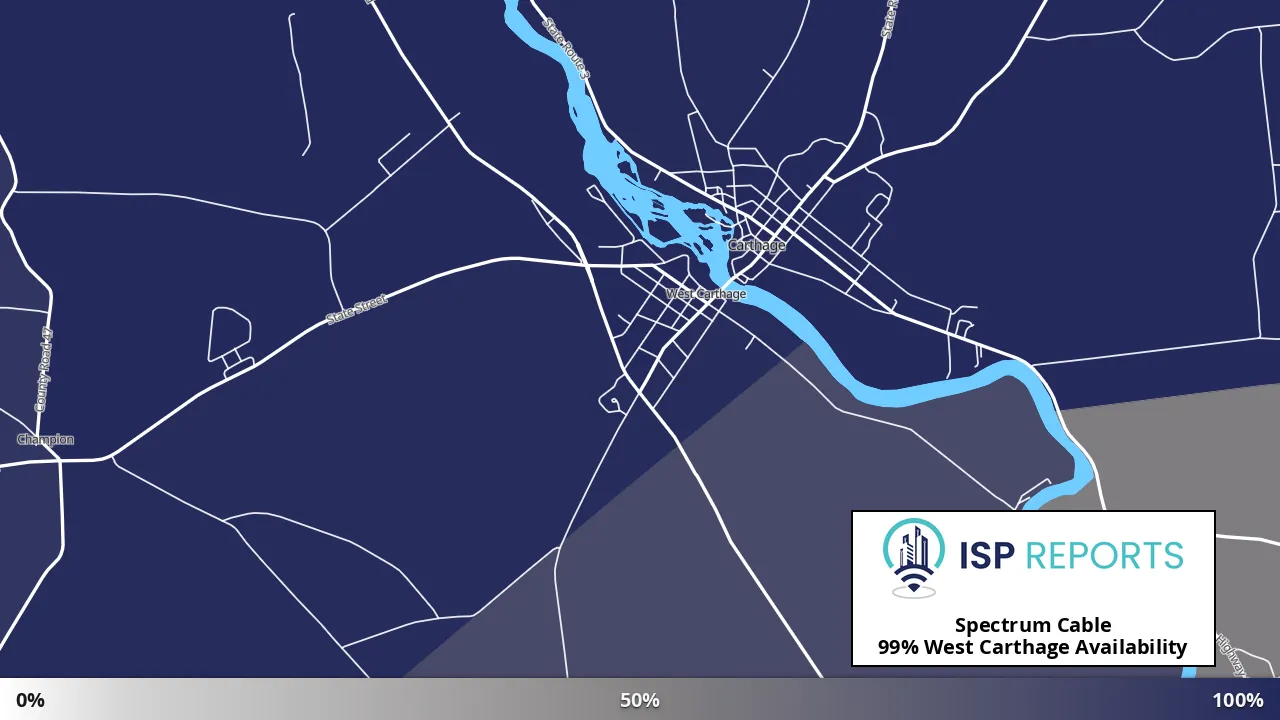 West Carthage, NY map of internet availability