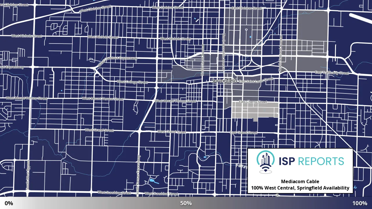 West Central, Springfield, MO map of internet availability