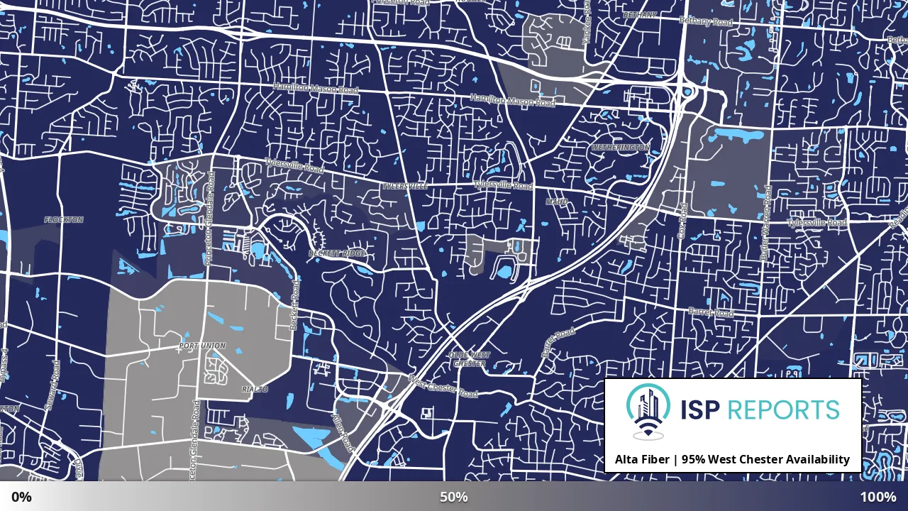 West Chester, OH map of internet availability