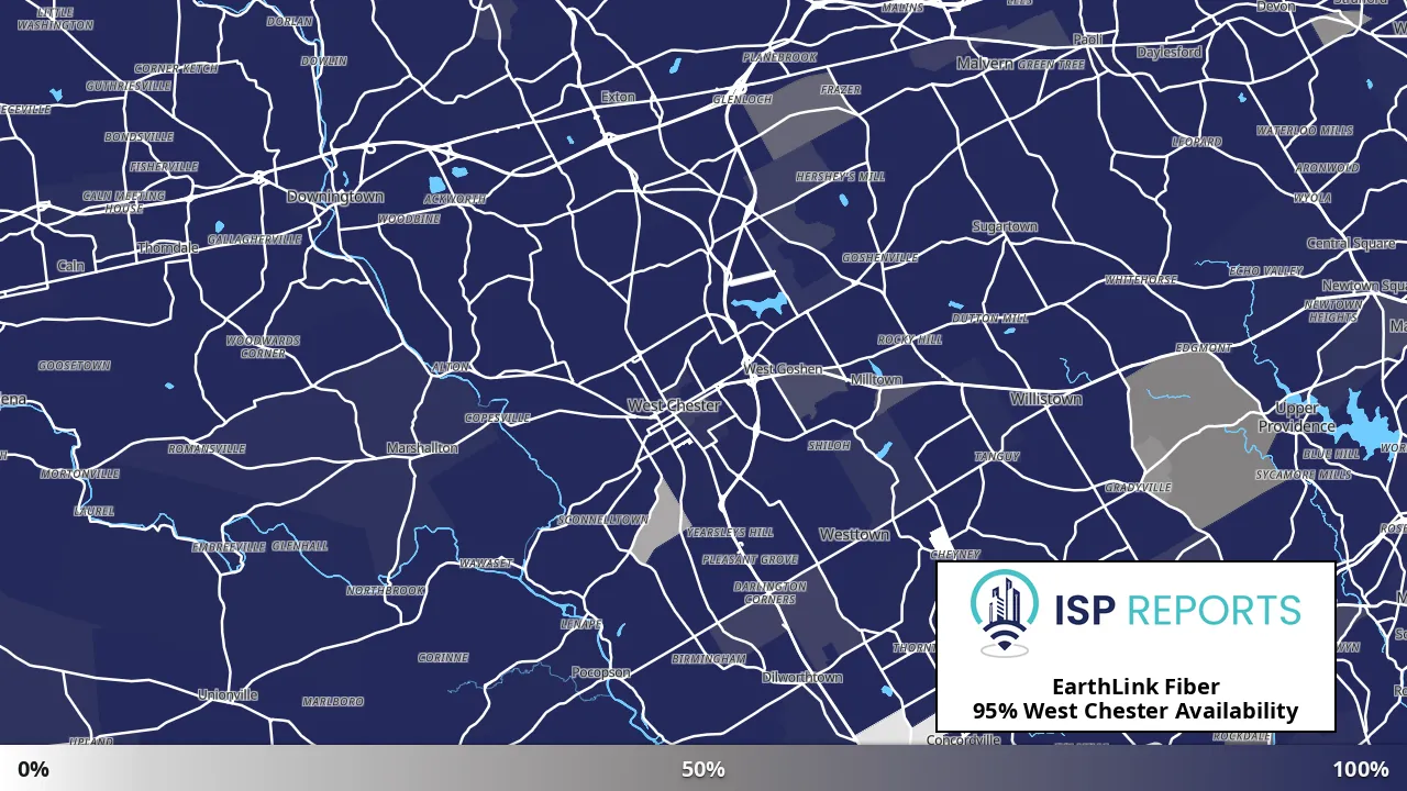 West Chester, PA map of internet availability