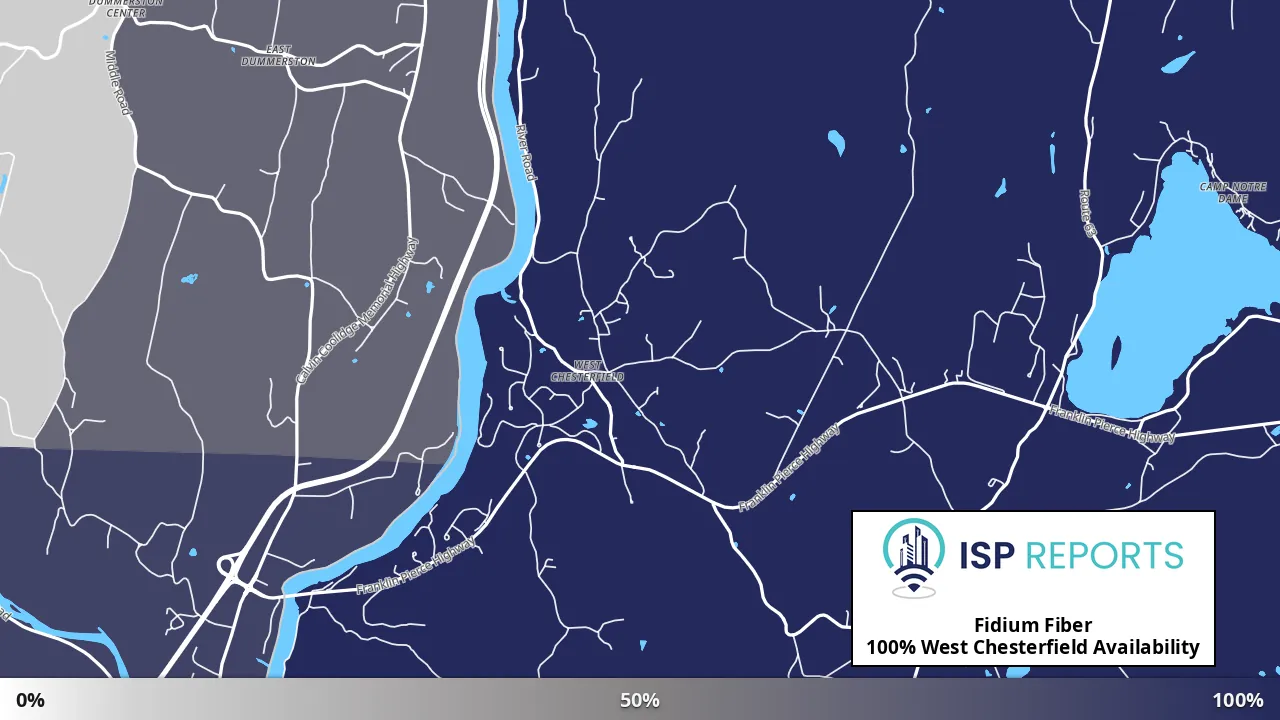 West Chesterfield, NH map of internet availability