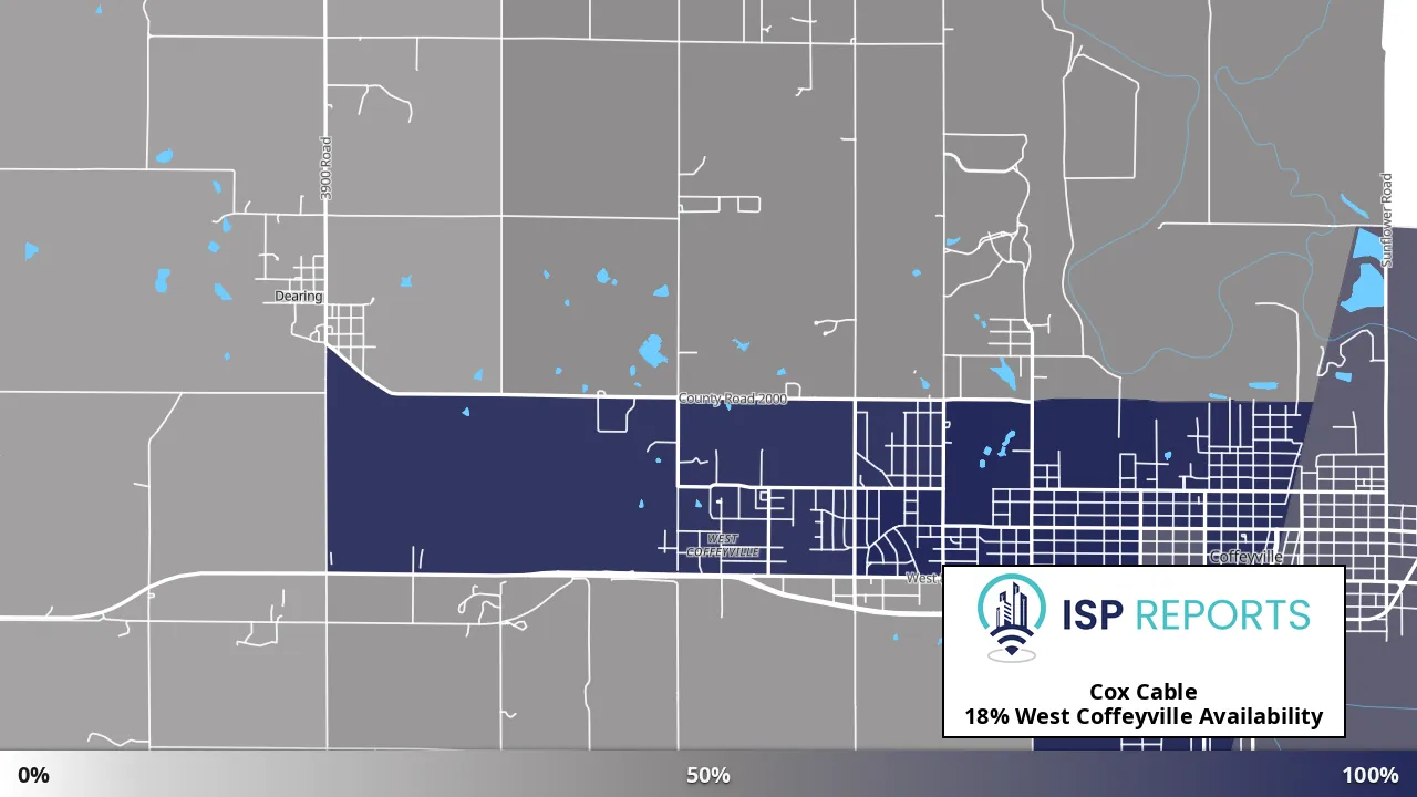 West Coffeyville, KS map of internet availability