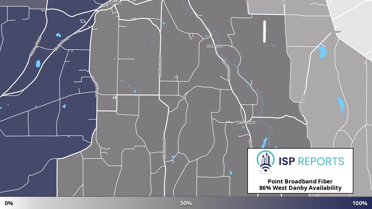 West Danby, NY map of internet availability