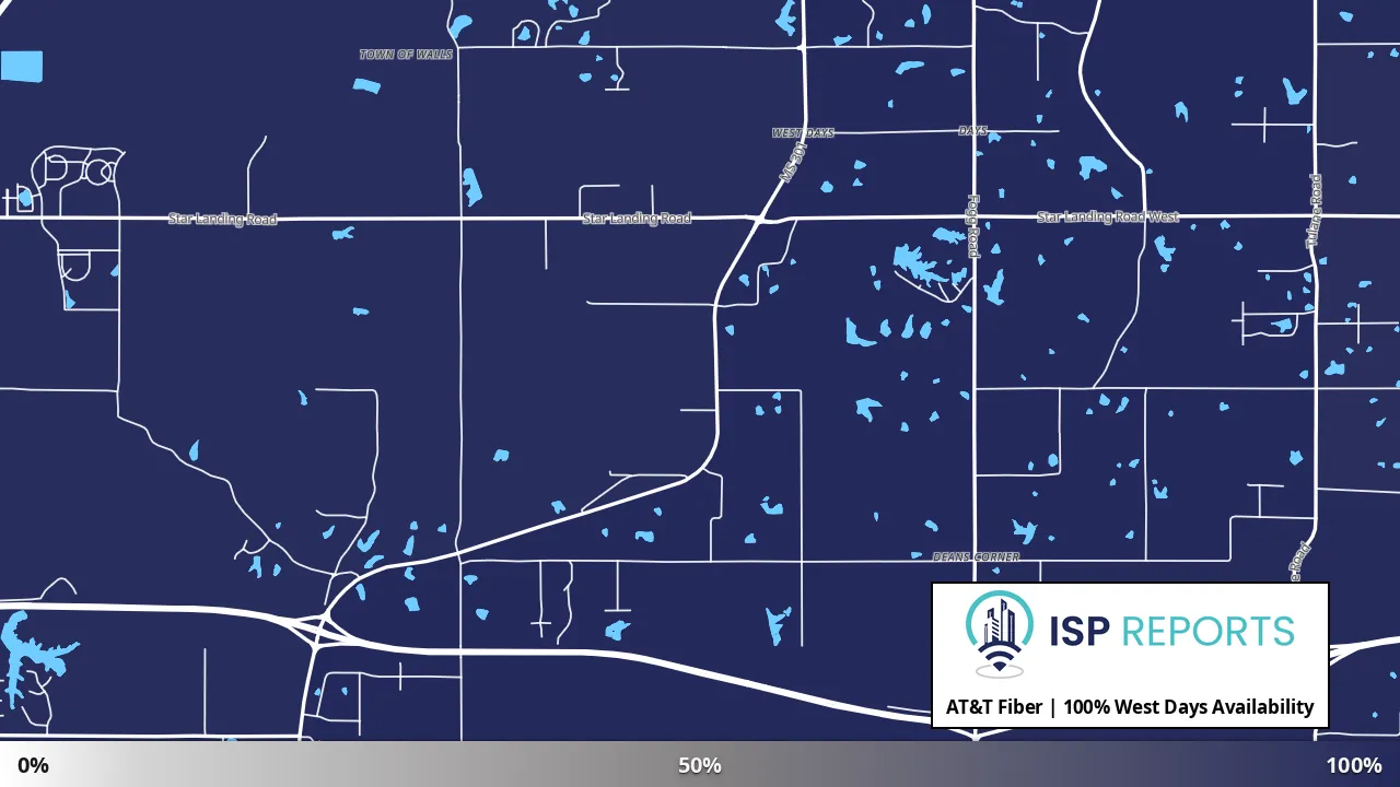 West Days, MS map of internet availability