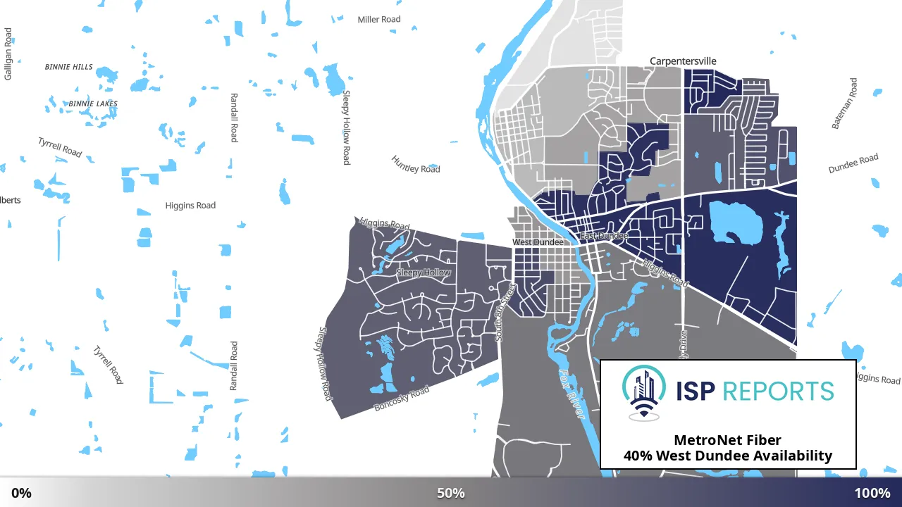 West Dundee, IL map of internet availability