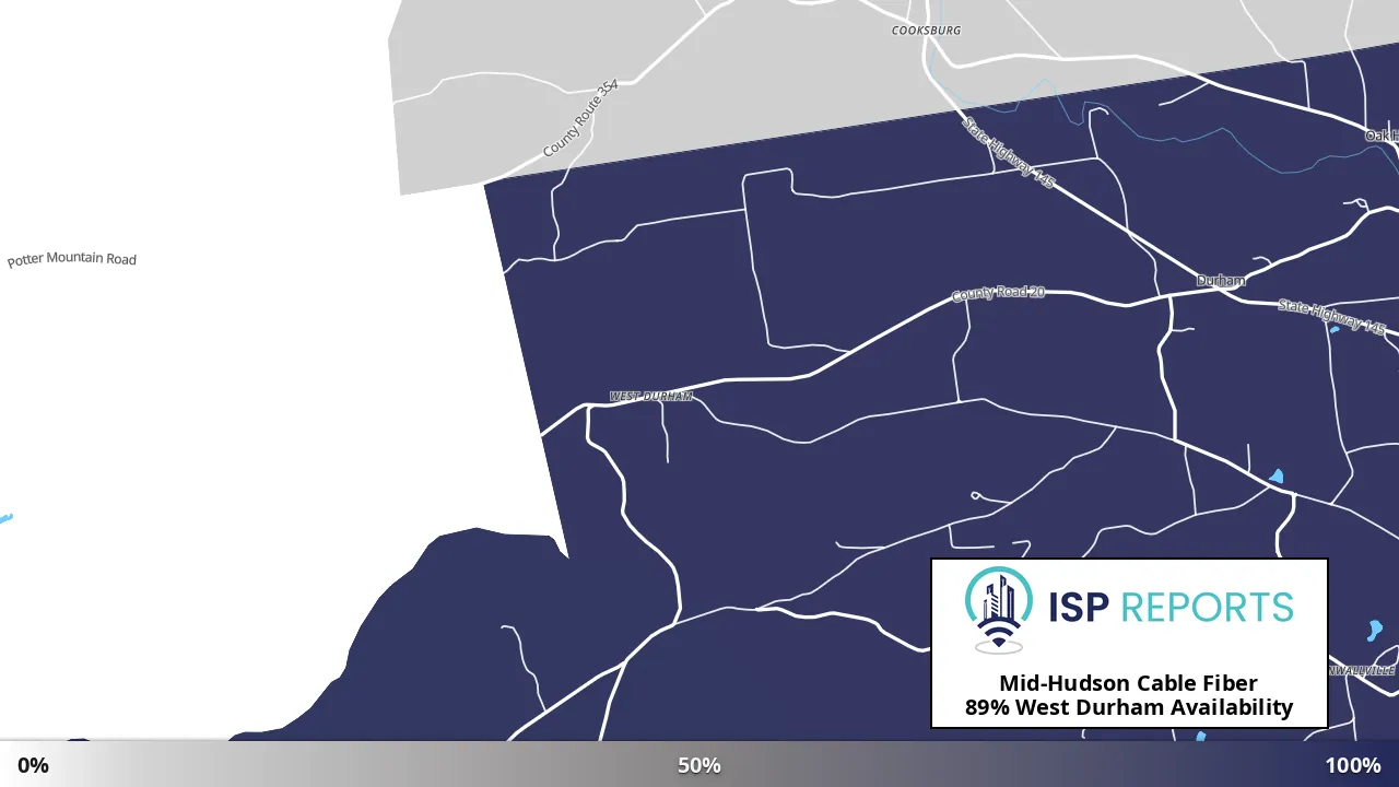 West Durham, NY map of internet availability