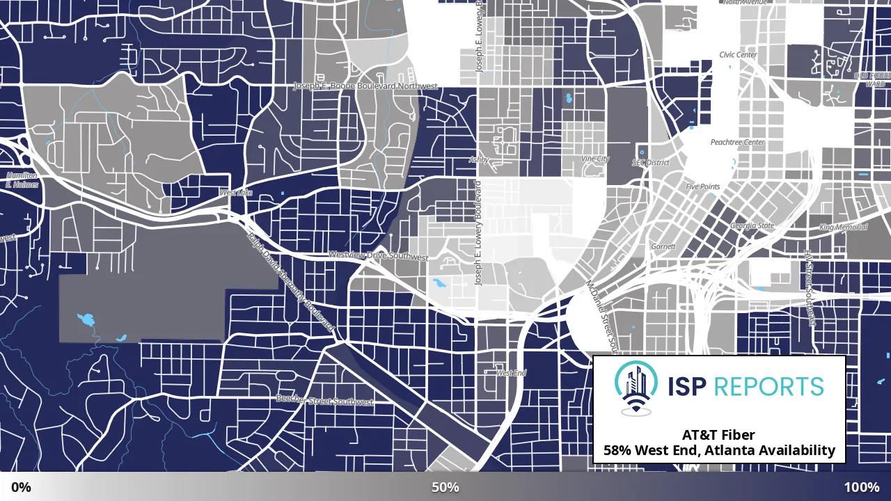 West End, Atlanta, GA map of internet availability