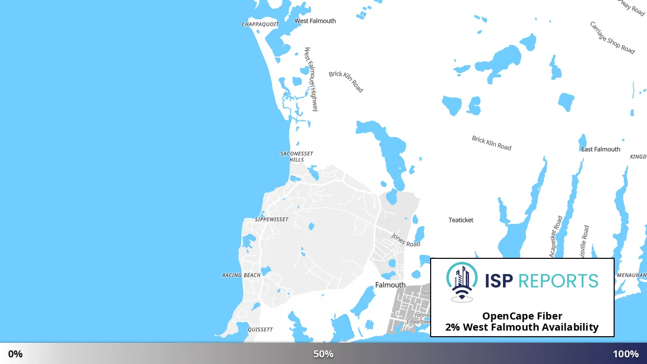 West Falmouth, MA map of internet availability