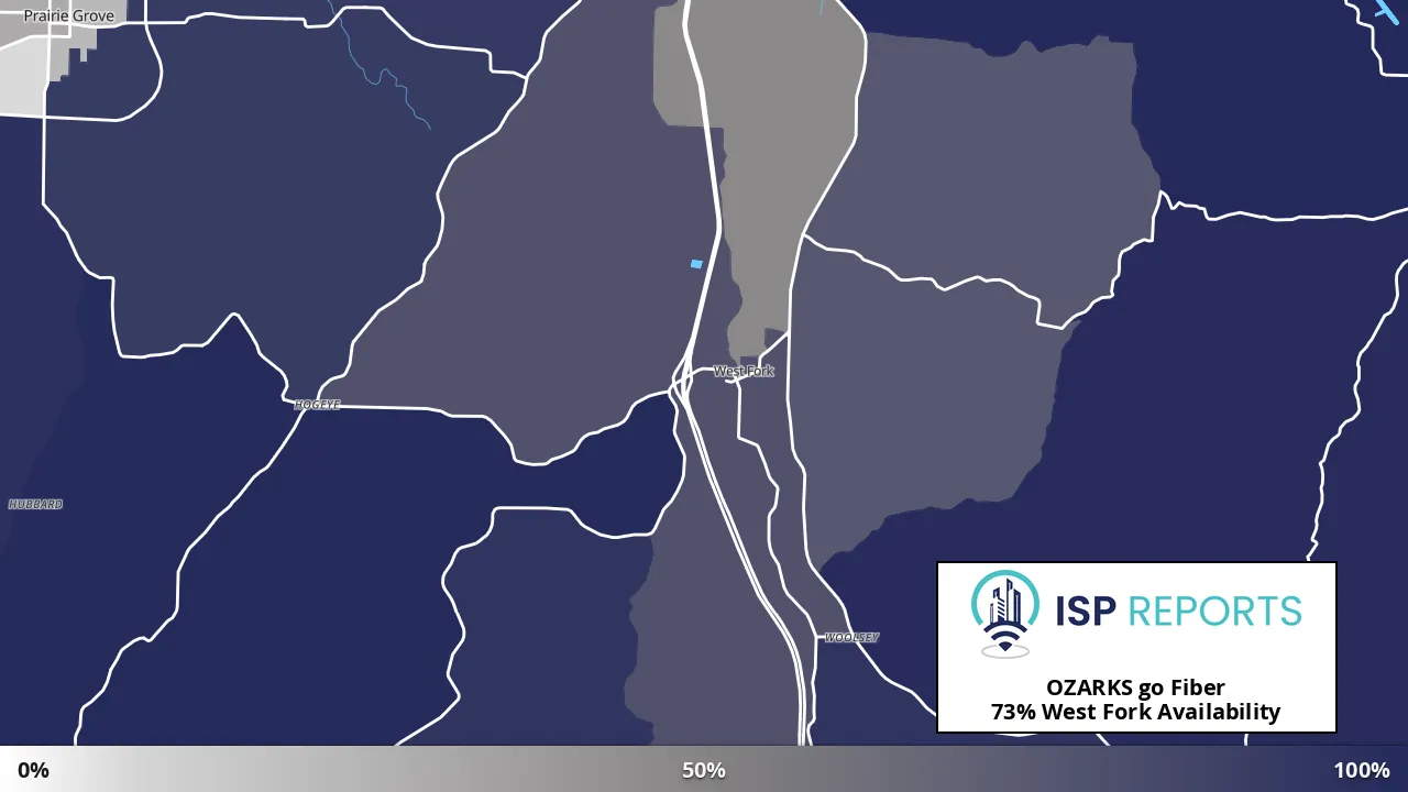 West Fork, AR map of internet availability