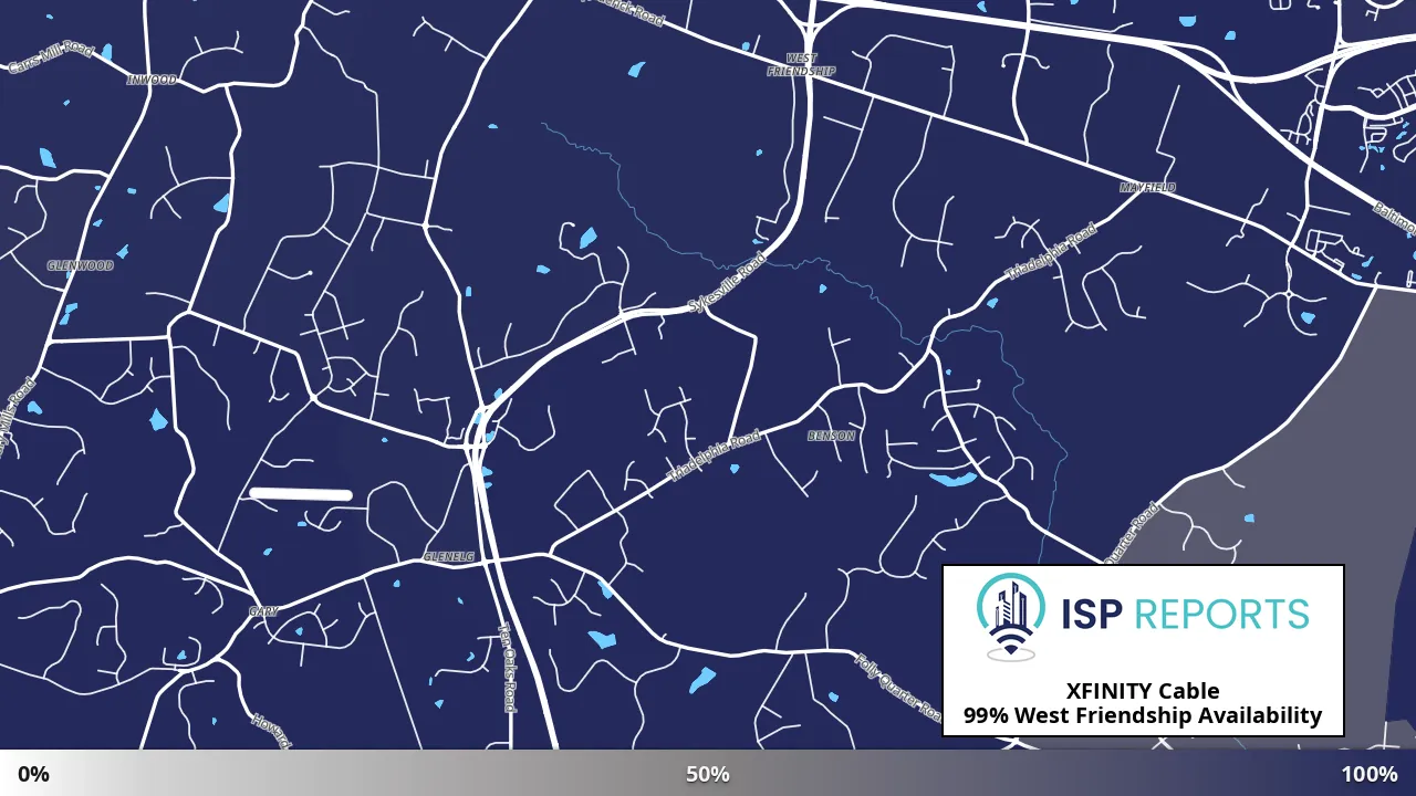 West Friendship, MD map of internet availability