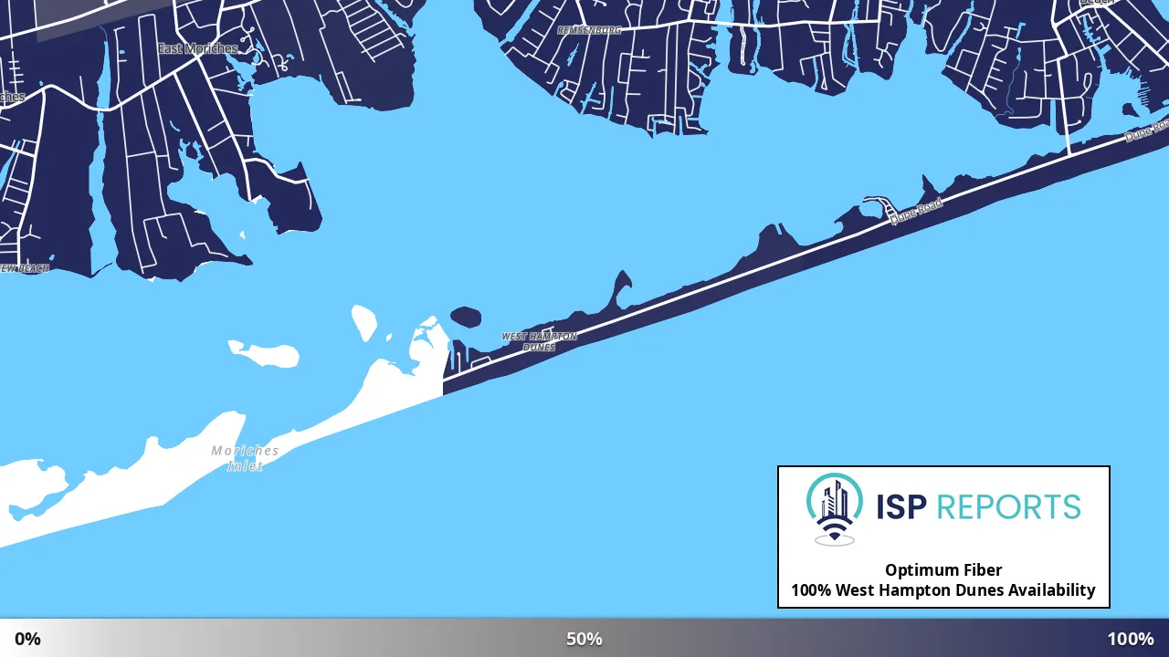 West Hampton Dunes, NY map of internet availability